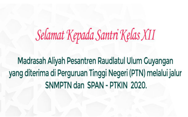 Daftar Nama Santri yang diterima PTN Melalui Jalur SNMPTN dan SPAN - PTKIN 2020